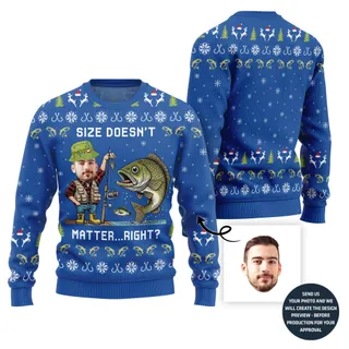Unique Face Customized Fishing Ugly Christmas Sweater