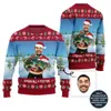 Sparkling Fishing Custom Face Ugly Xmas Sweater