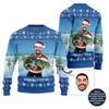 Sparkling Fishing Custom Face Ugly Xmas Sweater - variant image 1