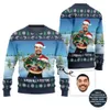 Sparkling Fishing Custom Face Ugly Xmas Sweater