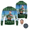 Sparkling Fishing Custom Face Ugly Xmas Sweater
