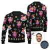 Bold Custom Face Flamingo Ugly Xmas Sweater