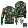 Bold Custom Face Flamingo Ugly Xmas Sweater