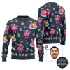 Bold Custom Face Flamingo Ugly Xmas Sweater