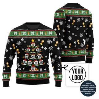 Bold Soccer Logo Custom Ugly Christmas Sweater