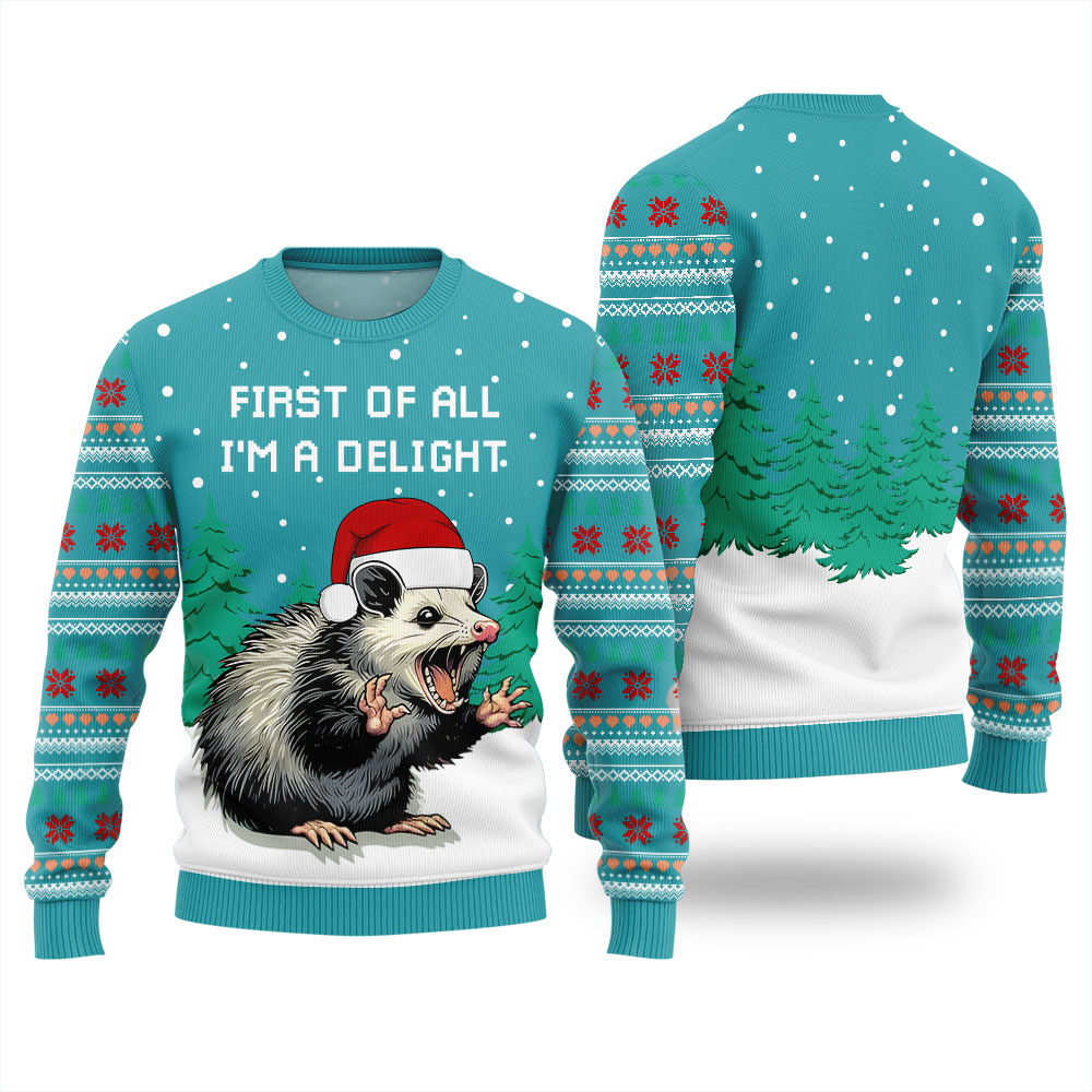 I Am A Delight Opossum Christmas Sweater - variant image 1