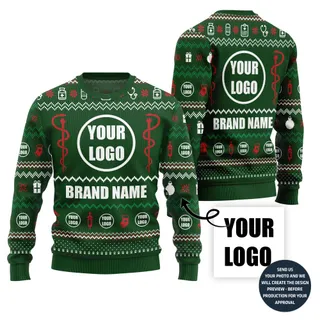 Bold Custom Logo Medical Ugly Christmas Sweater