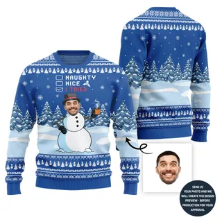 Customized Face Snowman Ugly Sweater