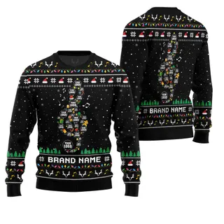 Vibrant Custom Logo Note Drop Ugly Xmas Sweater
