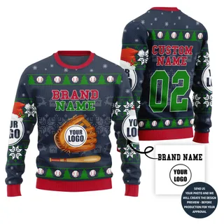 Epic Baseball Logo Custom Ugly Xmas Sweater