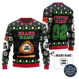 Hilarious Custom Baseball Team Ugly Xmas Sweater
