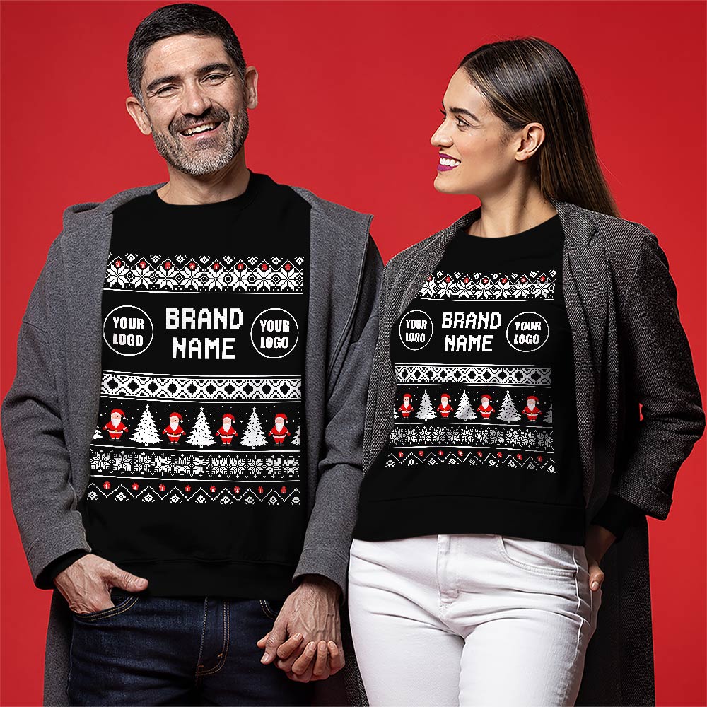 Adorable Santa Custom Logo And Name Ugly Christmas Sweatshirt