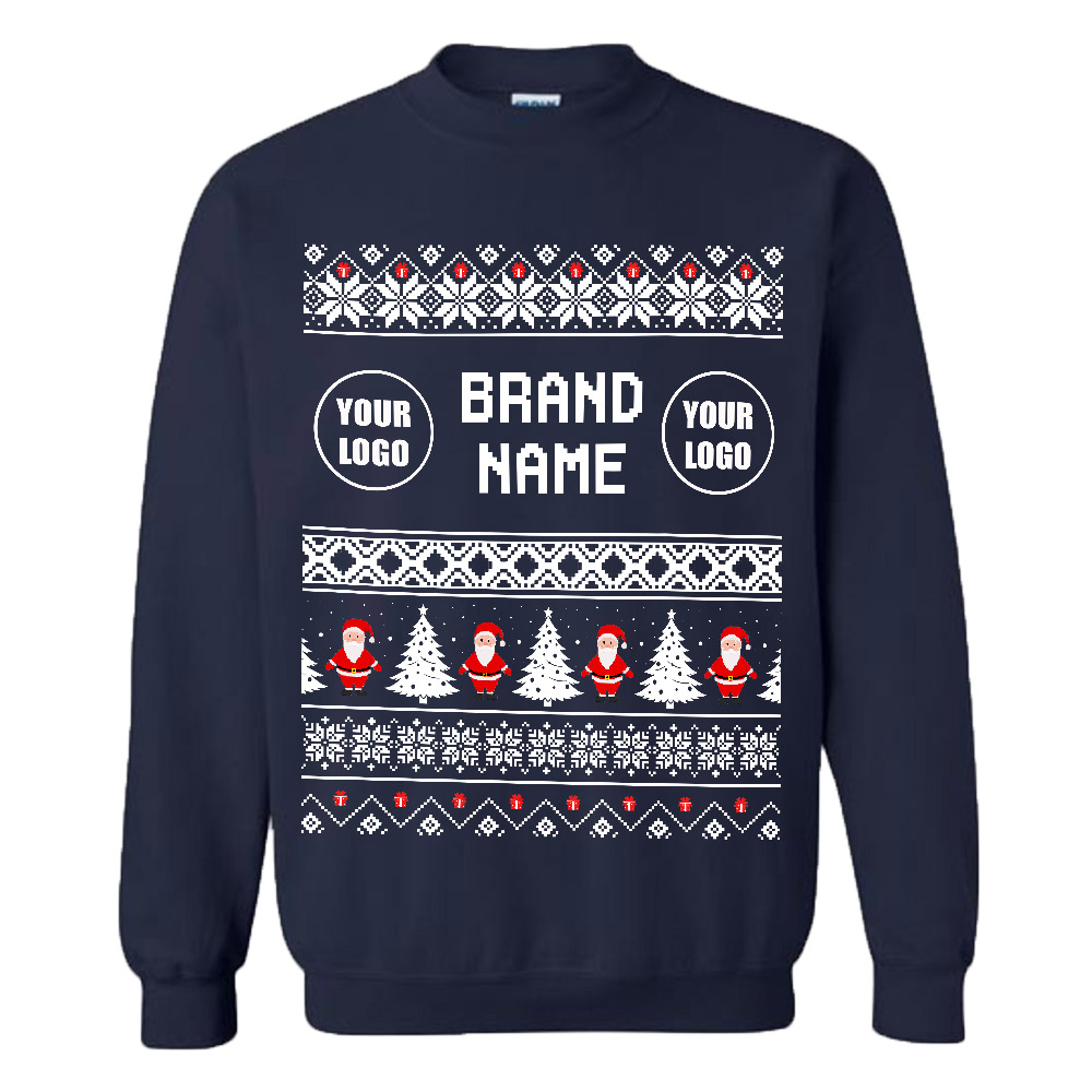 Adorable Santa Custom Logo And Name Ugly Christmas Sweatshirt