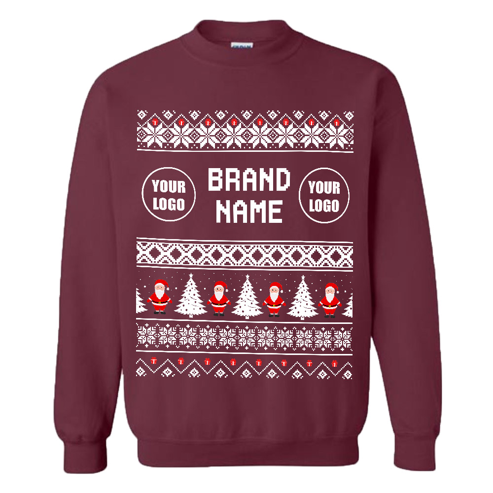 Adorable Santa Custom Logo And Name Ugly Christmas Sweatshirt