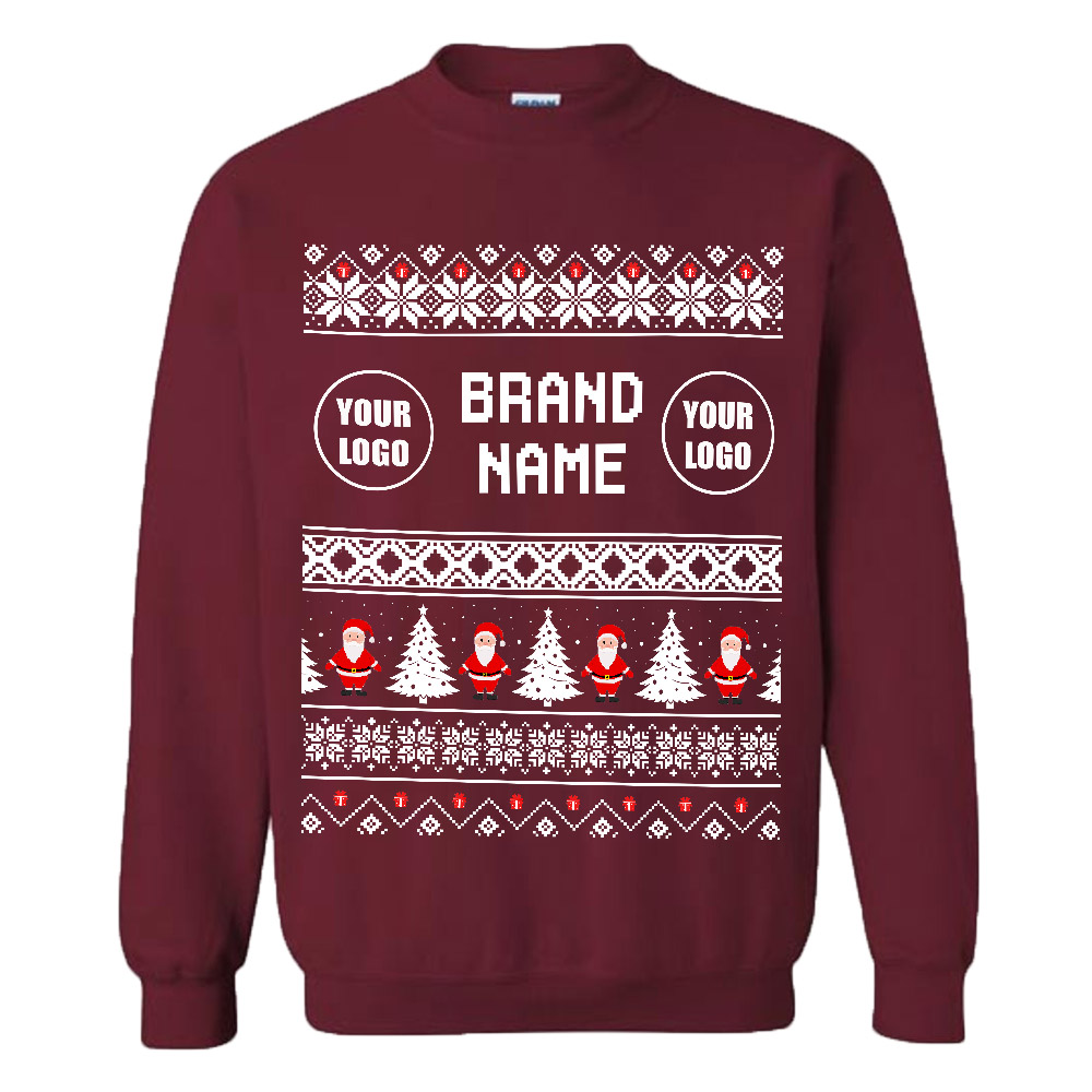 Adorable Santa Custom Logo And Name Ugly Christmas Sweatshirt