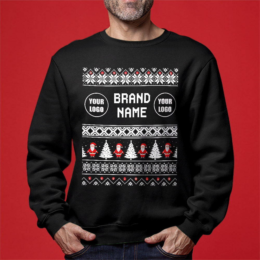 Adorable Santa Custom Logo And Name Ugly Christmas Sweatshirt