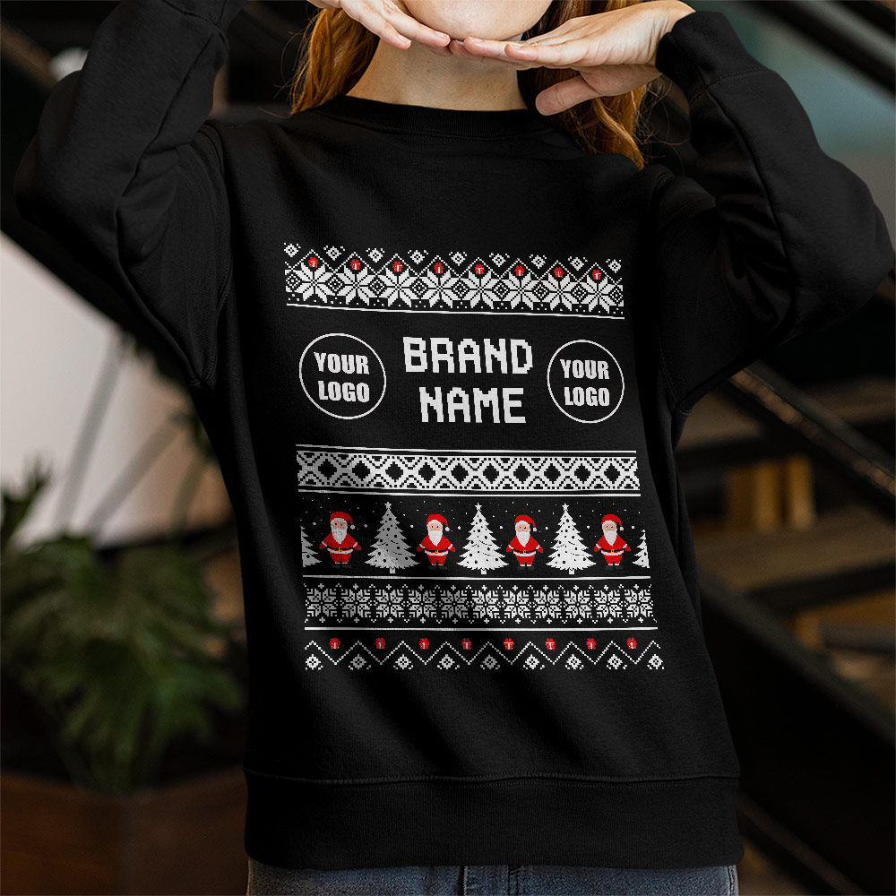 Adorable Santa Custom Logo And Name Ugly Christmas Sweatshirt