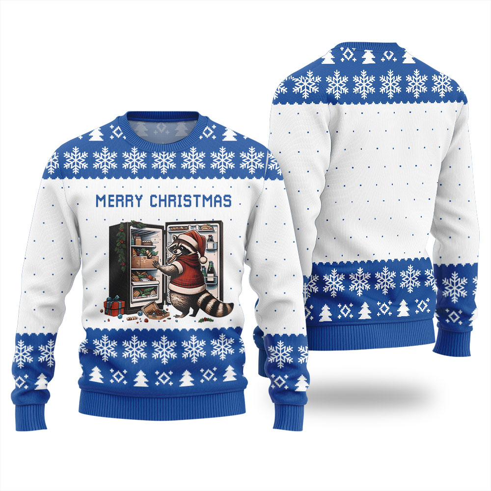 Merry Christmas Raccoon Ugly Xmas Sweater - variant image 1