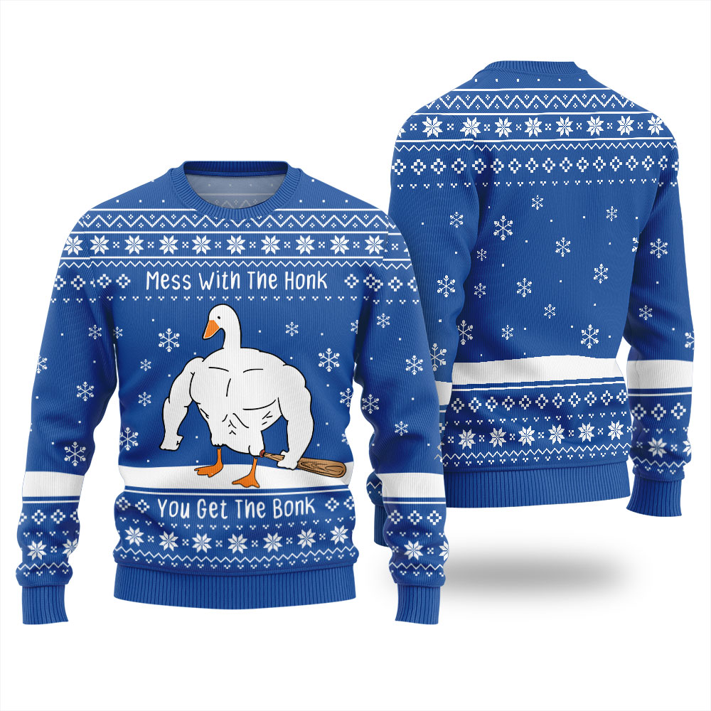Mess With The Honk You Get The Bonk Ugly Christmas Sweater - variant image 1