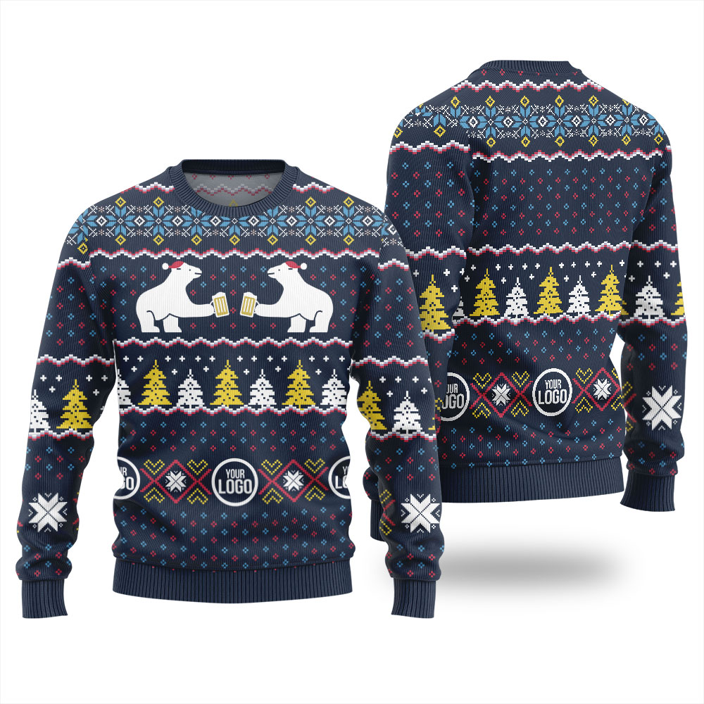 Personalized Logo Beer Theme For Company Christmas Sweater