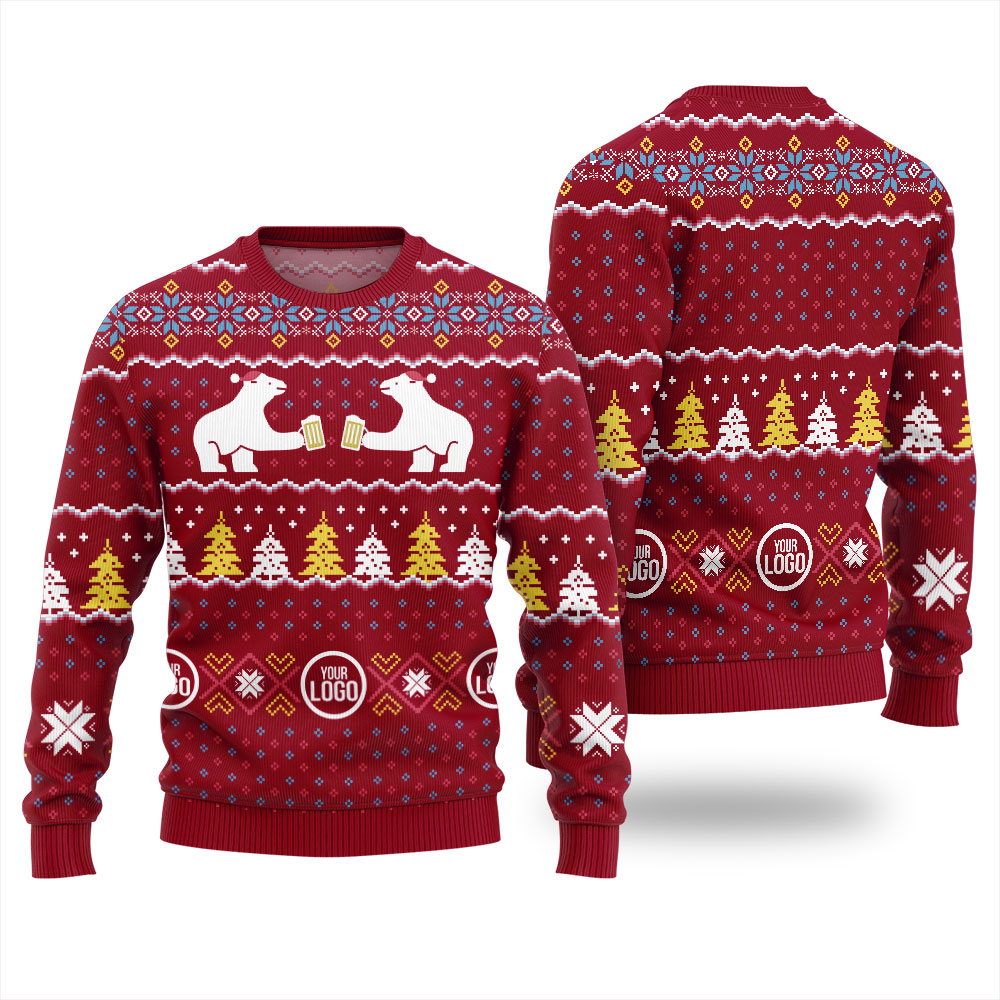 Personalized Logo Beer Theme For Company Christmas Sweater