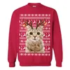 Personalized Reindeer Cat Ugly Christmas Sweater