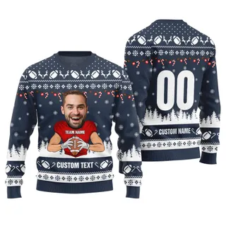 Personalized Face And Text Funny Football Customizable Sports Christmas For Team
