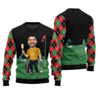 Custom Face Golf Player Funny Christmas Pullover