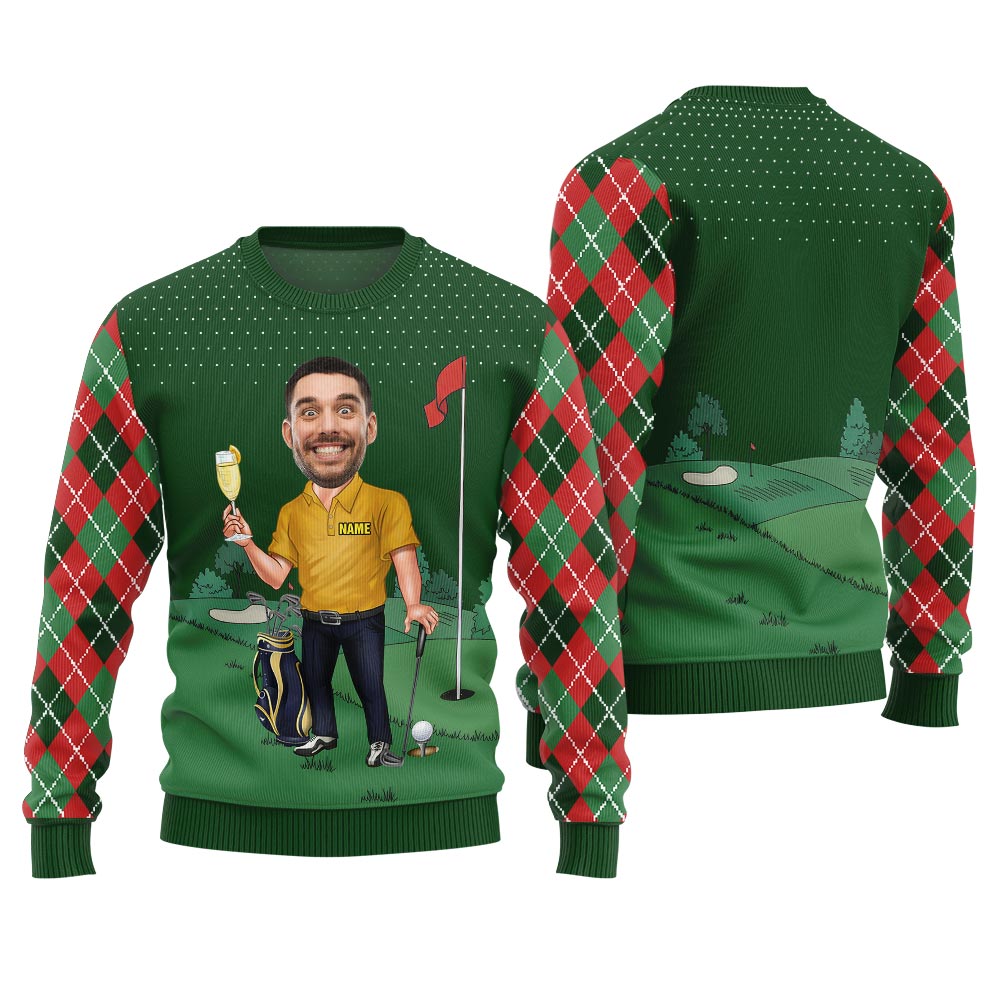 Custom Face Golf Player Funny Christmas Pullover