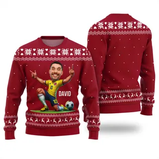 Custom Face Soccer Player Funny Christmas Sweaters