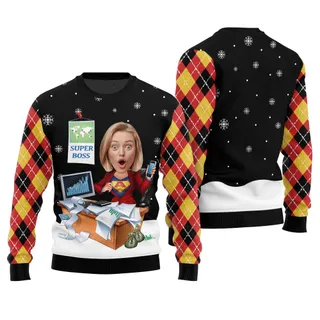 Custom Face Super Mom Christmas Ugly Sweater