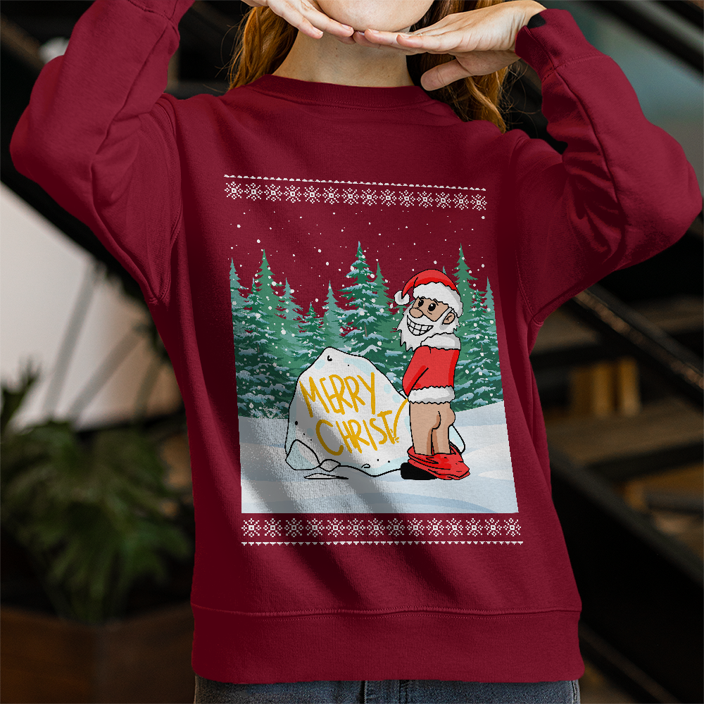 Naughty Santa Merry Xmas Ugly Sweater For Women