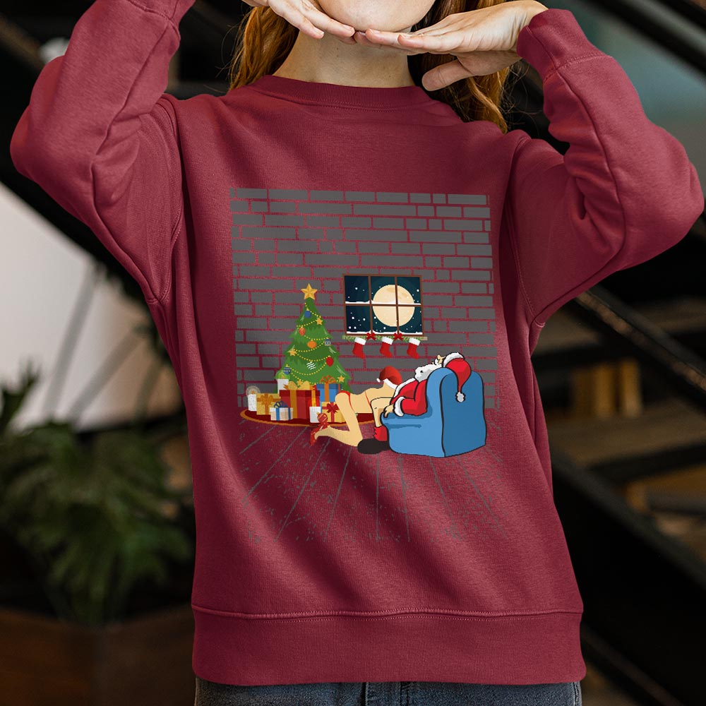 Naughty Santa With Bad Girl Ugly Christmas SWeater