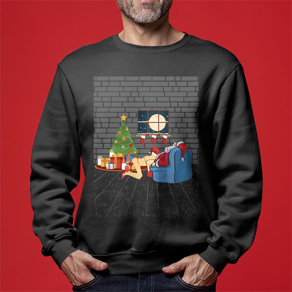 Naughty Santa With Bad Girl Ugly Christmas SWeater