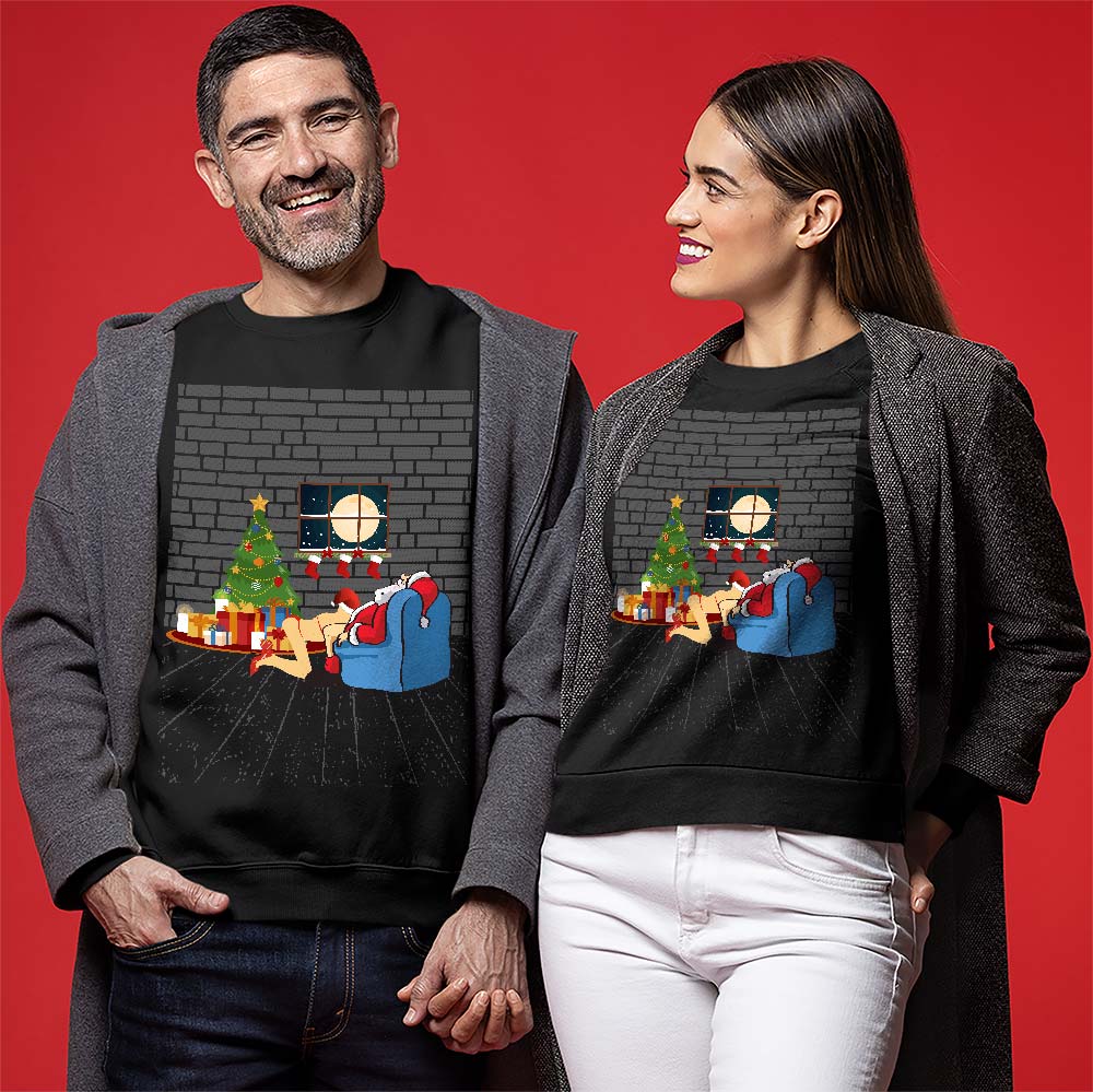 Naughty Santa With Bad Girl Ugly Christmas SWeater