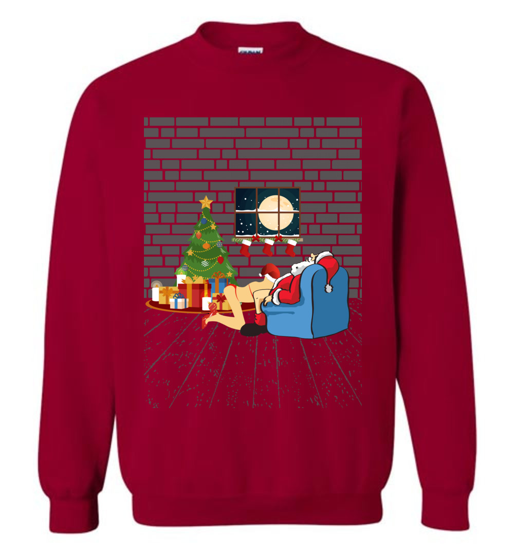 Naughty Santa With Bad Girl Ugly Christmas SWeater