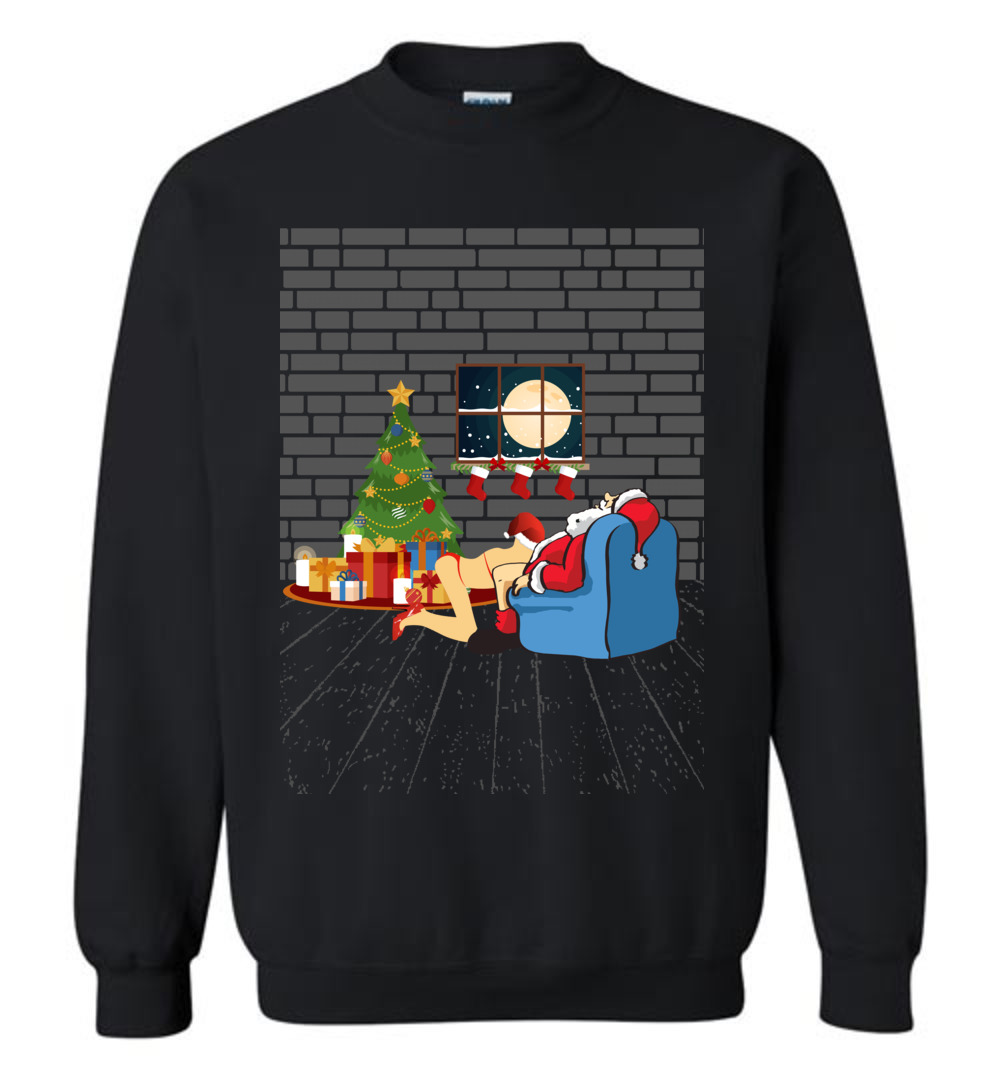 Naughty Santa With Bad Girl Ugly Christmas SWeater