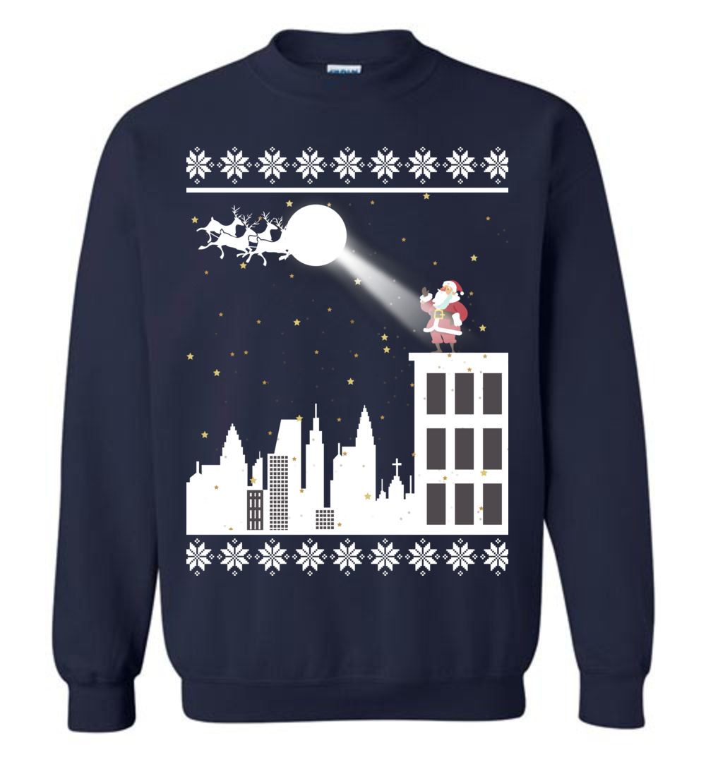 Santa On The Rooftop Women's Ugly Christmas Sweater