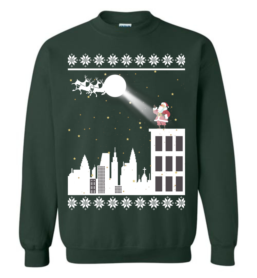 Santa On The Rooftop Women's Ugly Christmas Sweater