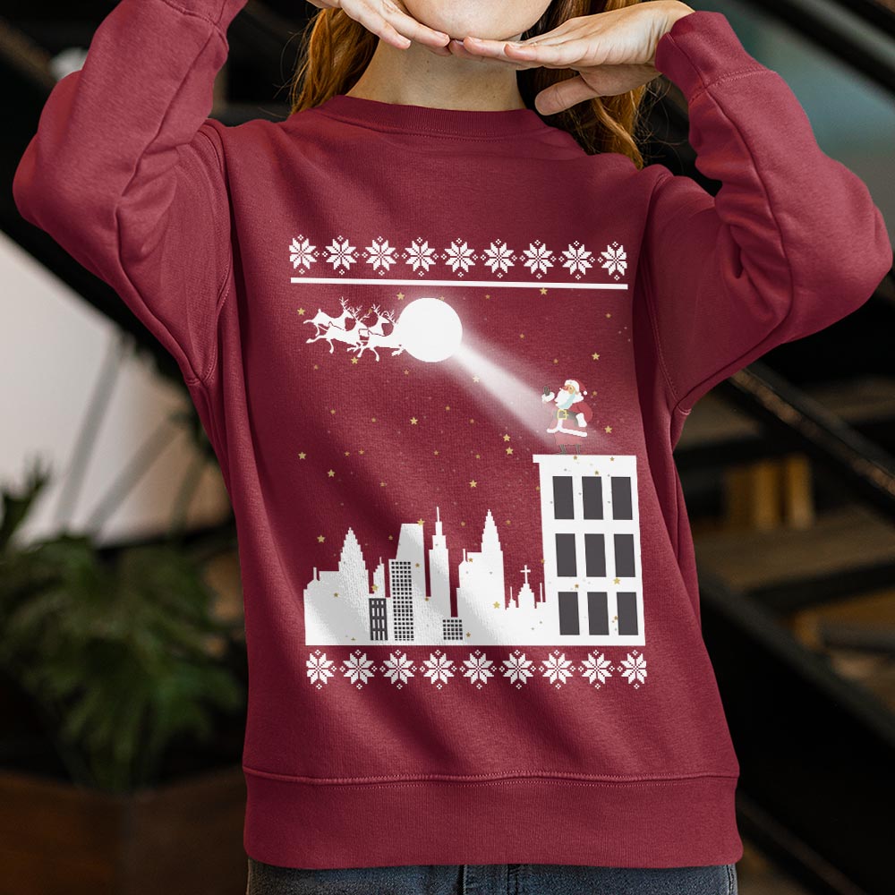 Santa On The Rooftop Women's Ugly Christmas Sweater