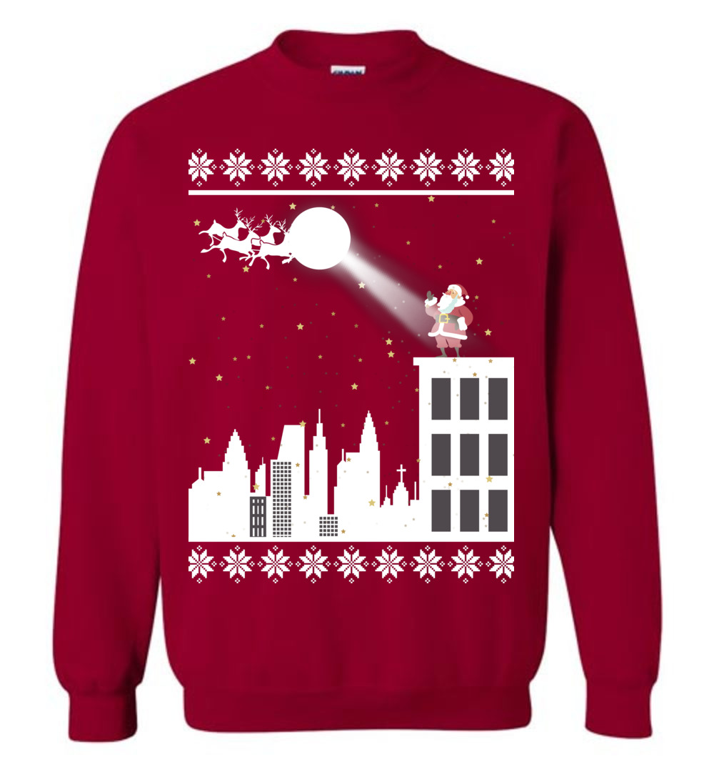 Santa On The Rooftop Women's Ugly Christmas Sweater