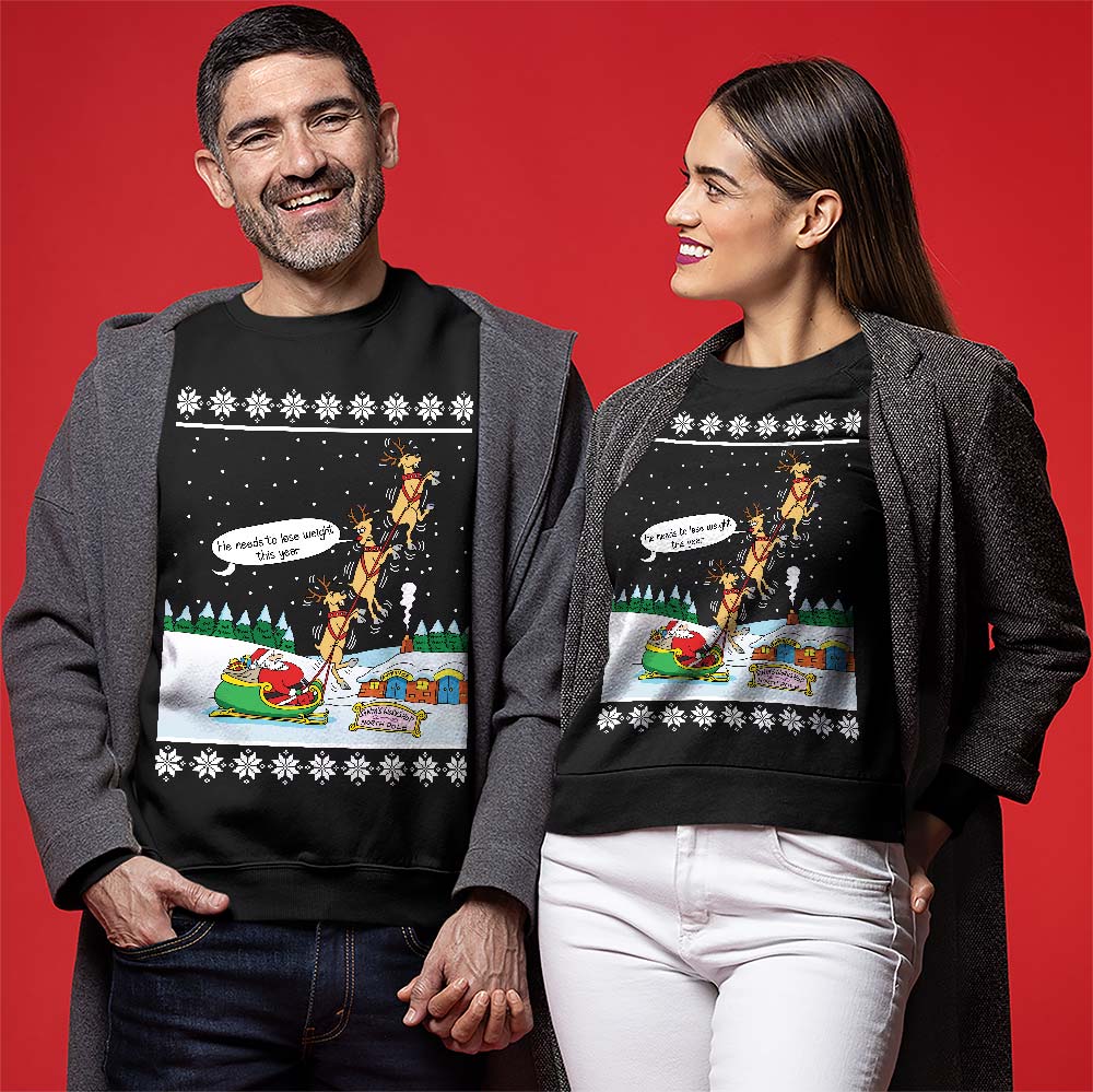 Funny Santa With Reindeer Ugly Sweater For Unisex