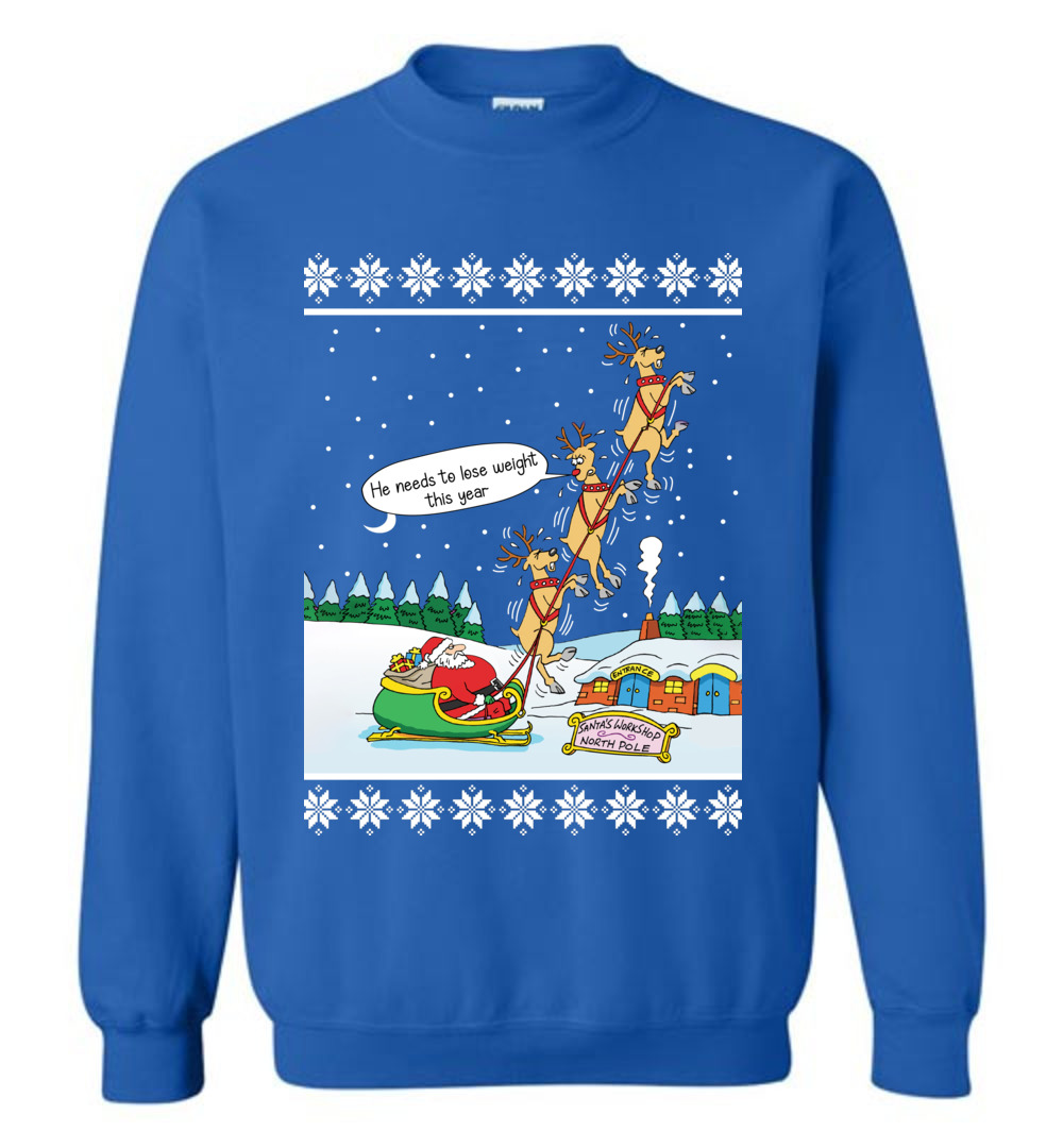 Funny Santa With Reindeer Ugly Sweater For Unisex - variant image 1