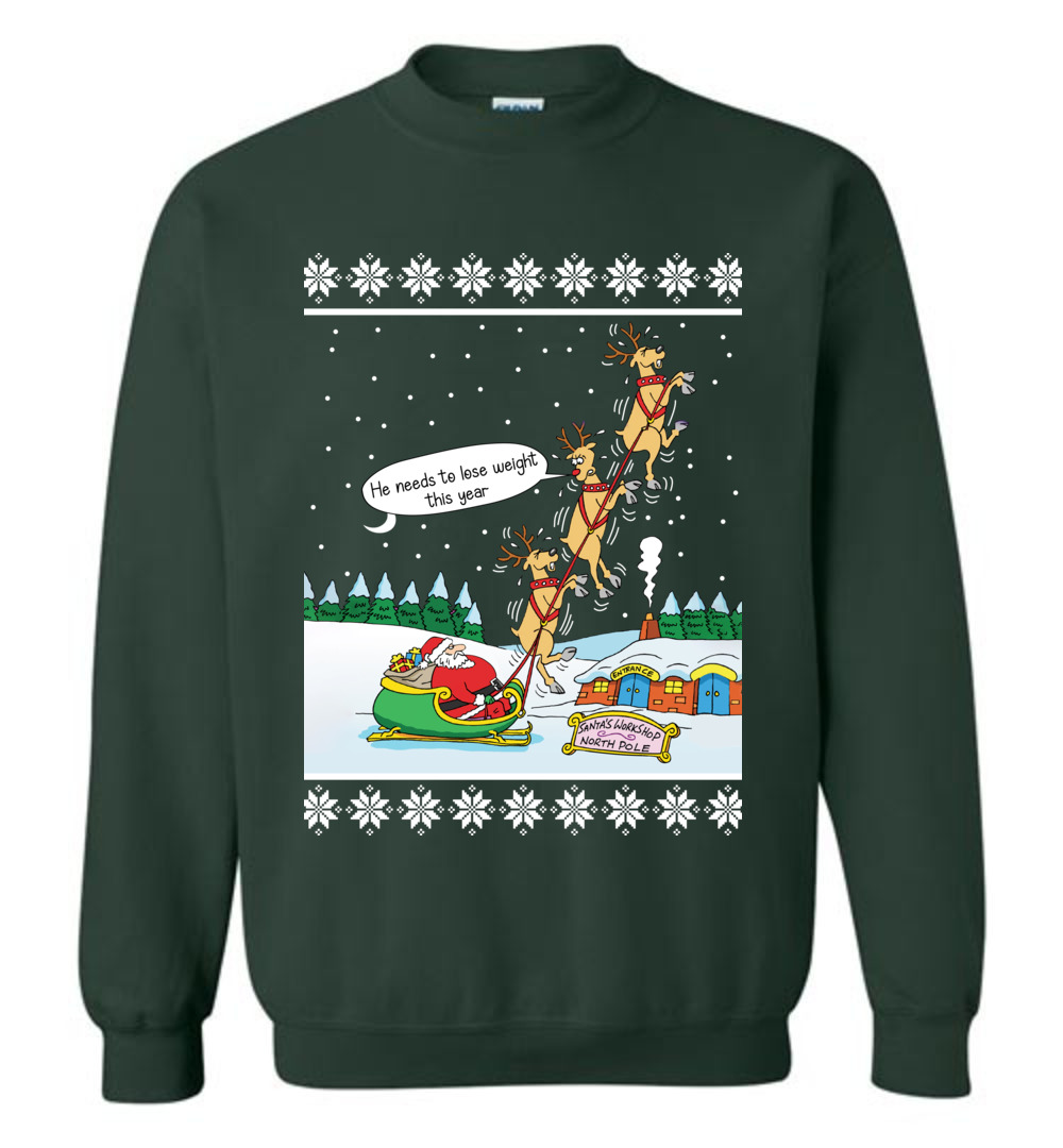 Funny Santa With Reindeer Ugly Sweater For Unisex