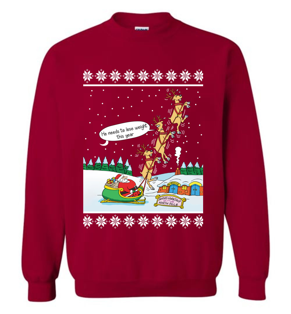 Funny Santa With Reindeer Ugly Sweater For Unisex