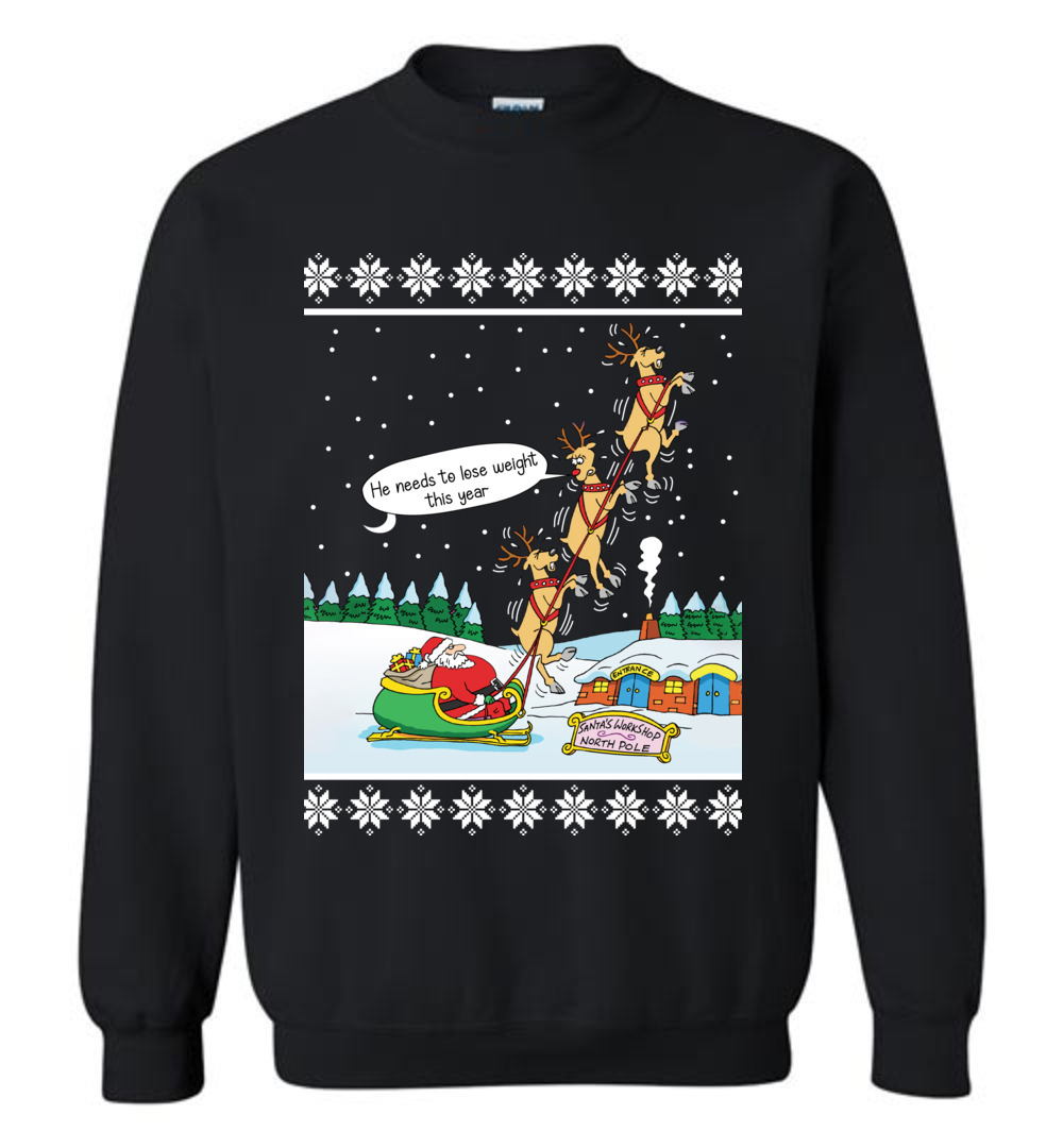 Funny Santa With Reindeer Ugly Sweater For Unisex