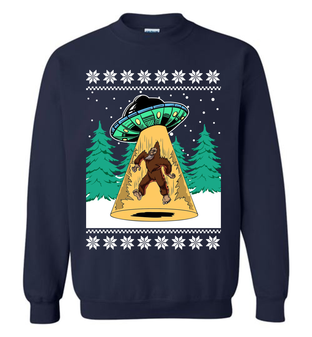 Bigfoot UFO Ugly Christmas Sweater For Unisex