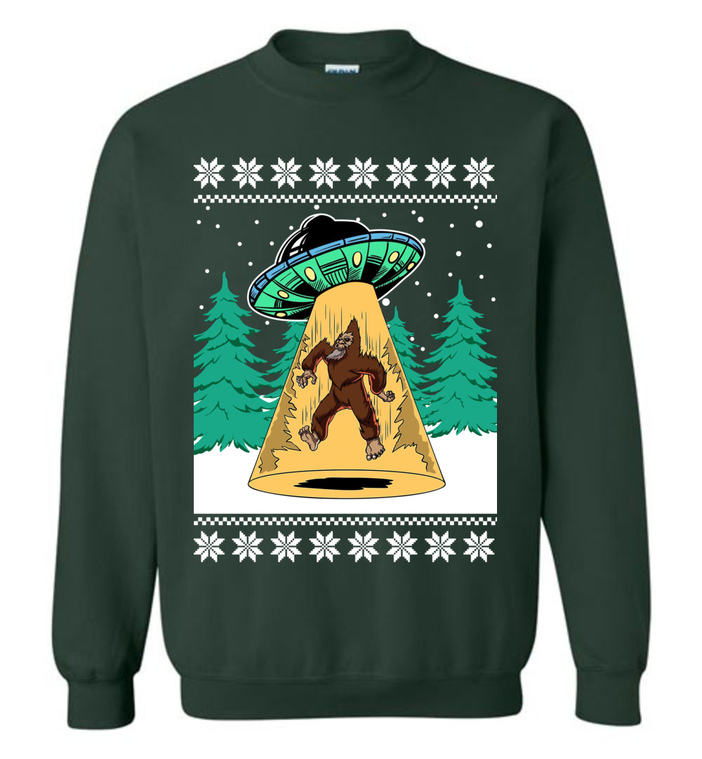Bigfoot UFO Ugly Christmas Sweater For Unisex