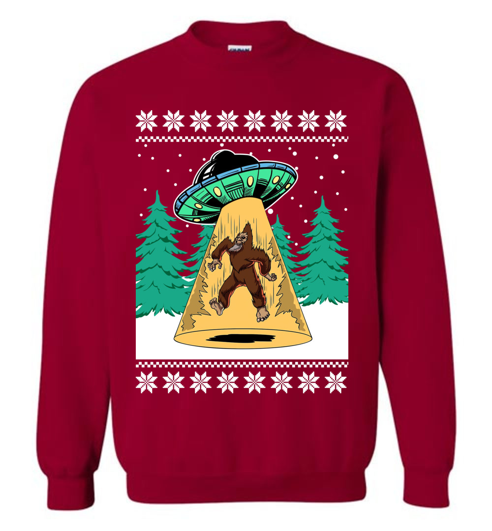 Bigfoot UFO Ugly Christmas Sweater For Unisex