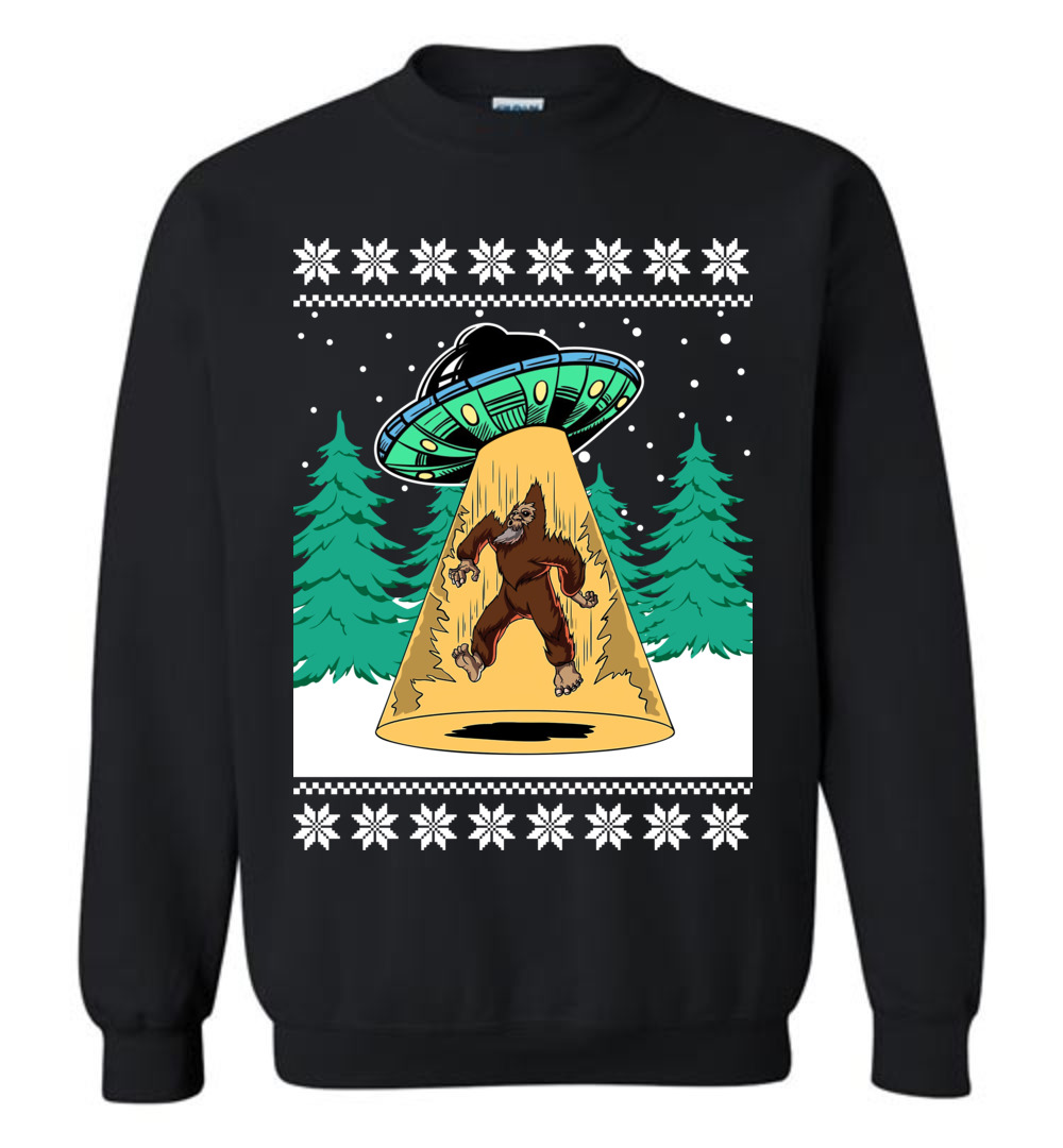 Bigfoot UFO Ugly Christmas Sweater For Unisex